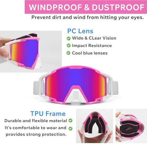 Image of Motorcycle Goggles ATV Goggles Motocross Bendable OTG Goggles Windproof Racing Goggles Off Road Goggles Nose Guard Wrap Ski Goggles Dustproof Over Glassess