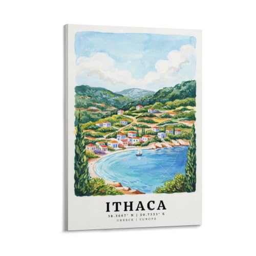 Aquarelle vintage Ithaca grand format pour sublimer la décoration esthétique du salon