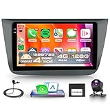 4G+128G Inalámbrico Carplay Android Radio Coche para Seat Altea 2004-2015 Toledo 2004-2009 9 Pulgadas Incell Pantalla Radio Coche con Android Auto GPS Navi WiFi Bluetooth FM/RDS EQ/SWC Cámara Trasera