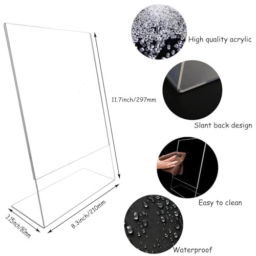 Swanaryo Aufsteller A4, 10 Stück Acryl Tischaufsteller Din A4 Transparent, Werbeaufsteller Schräg L Ständer, Tisch Aufsteller für Büro, Geschäft, Restaurant, Hotel