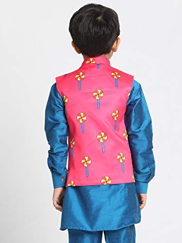 Image of JBN Creation Light Blue Cotton Silk Blend Boys Nehru Modi Jacket