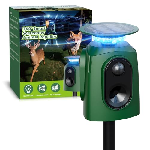 360° Solar Deer Repellent Devices, Motion Activated Cat Repellent Outdoor with...