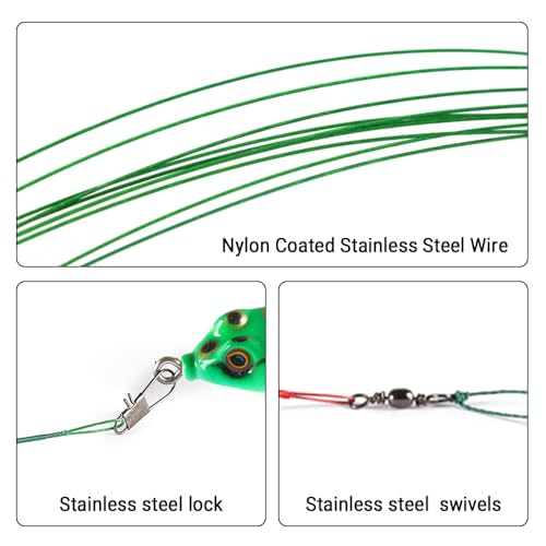 Namolit Líder de pesca de aço, 20 peças, líderes de fio de pesca pesada, líderes de pesca de alta re