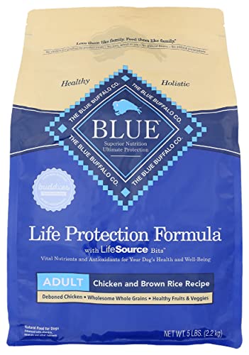 Blue Adult Dry Dog Food Life Protection Formula, Chicken & Brown Rice Recipe, Natural Ingredients, No Artificial Flavors or Preservatives, 5 Pound (Pack of 3) - image 1