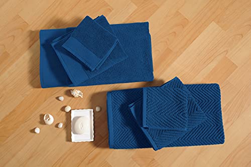 Lane Linen Bath Towels Set Of 6, Navy-100% Cotton Towels For Bathroom, Quick Dry Bath Towels, Gym Towels, Beach Towels For Adults, Absorbent Towels- 2 Large Bath Towels, 2 Hand Towels & 2 Washcloths #TOP1