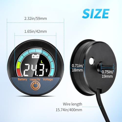 diymore Batteriewächter 12V 24V 36V 48V 60V 72V 84V, IP67 Wasserdichtes Batteriekapazitätsmonitor DC 7-100V für Lithium-, Lithium-Eisen- und Blei-Säure-Batterien, mit Summeralarm für Golfwagen, Autos