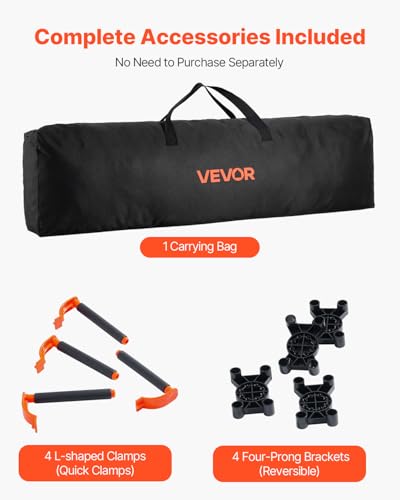 Image of VEVOR Portable Folding Workstand, 8.05 x 4.13 ft Collapsible Workbench, 6000 lbs Weight Capacity, No Assembly Foldable Work Stand with Storage Bag, Table Top NOT Included, for Garage Workshop Outdoor