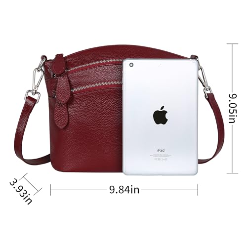 HESHE Leather Crossbody Bags Purses for Women Small Functional Multi Pocket Cross Body Purses Shoulder Satchel Handbags2