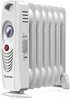 COSTWAY Oil Filled Radiator Heater, 700W Portable Space Heater with Adjustable Thermostat, Overheat
