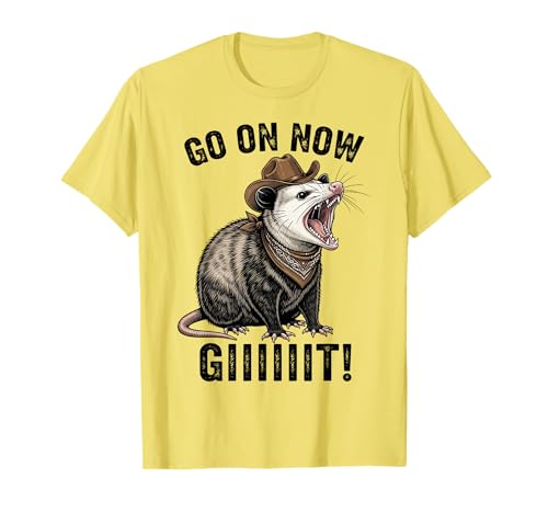 Vintage Cowboy Opossum Go On Now Giiiit Funny Western Tee T-Shirt
