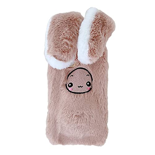 AQUYY Plüsch Schutz Hülle für iPhone XS Max, Süße Faux Hasenhaar Handyhülle Case mit Beweglichen Hasen Ohren, Warme Flauschige Pelzig Hülle Stoßfest für iPhone XS Max, Spielzeug Geschenk, Brown Cover
