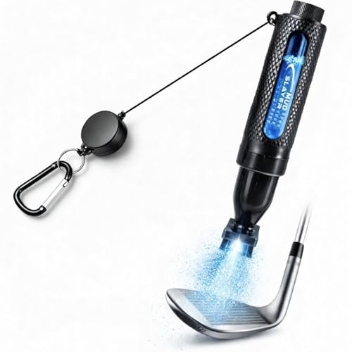 HODL 21 Mud Slayer Golf Club Cleaner with Water Spray – Golf Club Cleaning Brush with Leak-Proof Reservoir, Dual Bristle Head & Retractable Clip – Golf Bag Brush for Irons & Wedges (Black)