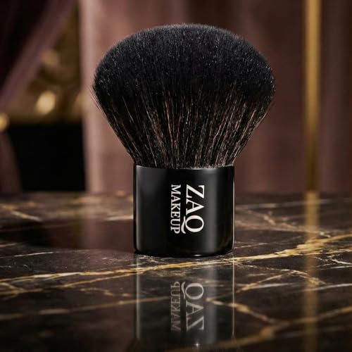 ZAQ Versatile Synthetic Kabuki Brush - Soft, Absorbent, Compact for Bronzer, Powder & Highlighter - Ideal for Wet or Dry Application, Travel-Size