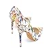Richealnana Women's Pumps Fashion High Heels Classic Pointy Toe High Heel Dress Pumps Shoes Faux Patent Leather Graffiti Size 11