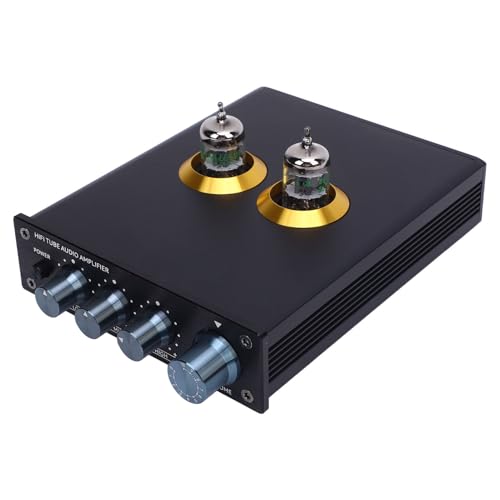 VGEBY Vorverstärker, HiFi-Stereo-Vakuumröhren-Phono-Vorverstärker mit Frontentzerrung für Plattenspieler (EU-Stecker)