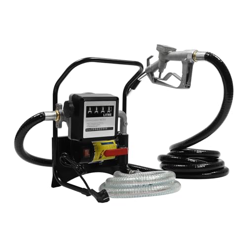 Öltransferpumpe - Elektroplattierte Gusseisenpumpe, 12V Diesel-Extraktionspumpe für Fahrzeuge mit hoher Leistung und Effizienz. Kompakt und stabil, inklusive Ölschläuchen und -pistole.
