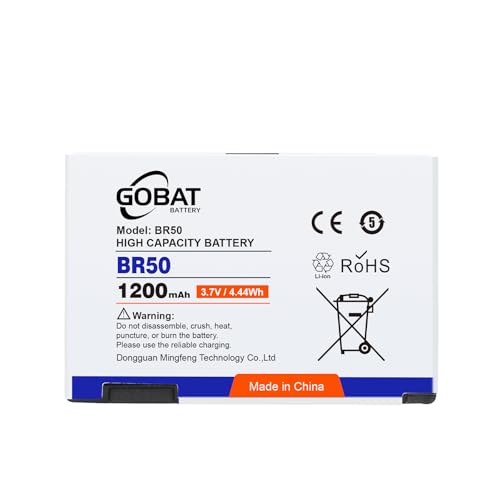 GOBAT BR50 Battery, 1200mAh High Capacity Battery for Motorola RAZR V3, V3i, V3c, V3m, U6 PEBL, Prolife 300 500 – 710mAh Li-ion High Capacity Battery with Safety IC – Compatible with BR50