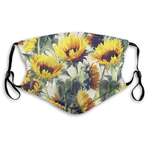 Dust Masks Full Face Mask Sunflowers Forever Ski Mask,Dust Mask,Hat Neck Gaiter Headwear Mouth Masks With Two Replaceable Filters