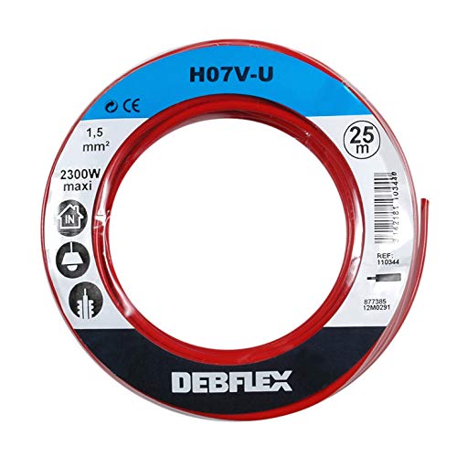 Bobina Debflex HO7V-U 1,5 rojo de 25 metros para cableado residencial 5