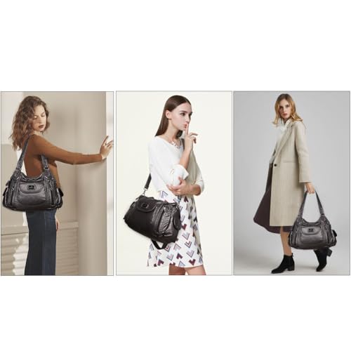 Image of Angel Kiss Purses for Women, Large Shoulder Bag Hobo Tote Purse Mutipocket Faux Leather Satchel Hobo Purse