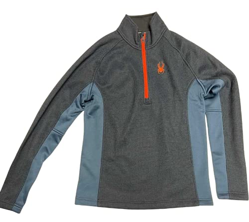 SPYDER Mens 1/4 Zip Pullover Jacket (Navy Blue Orange, Medium)