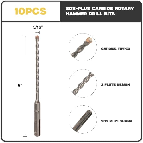 Sabre Tools 10-Pack SDS-Plus 3/16" Drill Bits