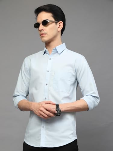 Image of Majestic Man Solid Cotton Casual Shirt - Slim Fit, Full Sleeves, Premium Button Closure