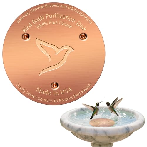 1PC Bird Bath Copper Disk,1mm Thick Reinforced 99.99% Pure Copper Disc with Triple-Point Support,Bird Bath Accessories for Outside Birdbaths Bowls Physical Safe Water Cleaner for All-Season Use