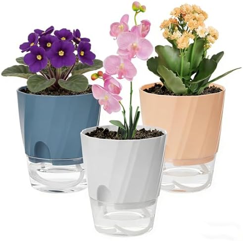 Amazon.com: Self Watering Plant Pots 6 Inch, 3 Pack Plastic Indoor ...