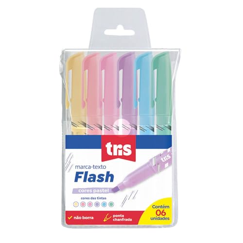 Marca Texto Flash - Pastel - Estojo C/6 Cores - Tris
