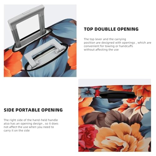 Travel Luggage Covers For Suitcase, Floral Flower Print Elastic Suitcase Protector Washable Anti-Scratch Suitcase Baggage Cover Luggage Protector Fits 18-32 Inch Luggage4
