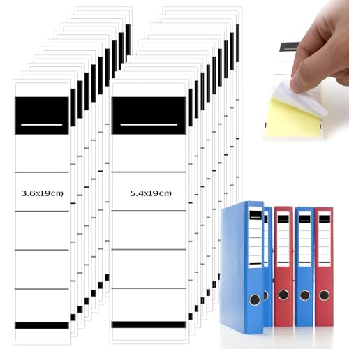 HZOUHONG 120 Stück Ordnerrücken Rückenschilder 5,4x19 & 3,6x19cm, Ordneretiketten Selbstklebend Schmal und Breit Set, Aktenordner Aufkleber für Bibliothek, Büro, Schule, Familie