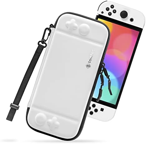 tomtoc Switch Case for Nintendo Switch OLED Model, Slim OLED Switch Sleeve with 10 Game Cartridges, Protective Switch Carry Case for Travel, with Original Patent and Military Level Protection, White