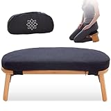 Mindful Modern Folding Meditation Bench - Bamboo Kneeling Stool w/Locking Magnetic Hinges - Prayer Kneeler Seiza Chair w/Soft Pillow & Travel Bag