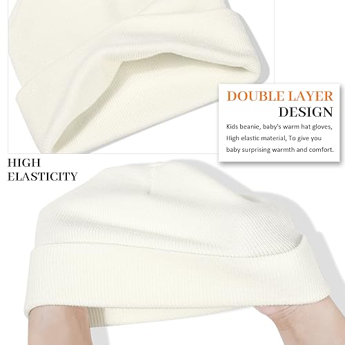 Baby Beanie Hat Gloves Set, Kids Winter Warm Knit Hat with glvoes,Toddler Soft Beanie for Little Boys Little Girls Children4