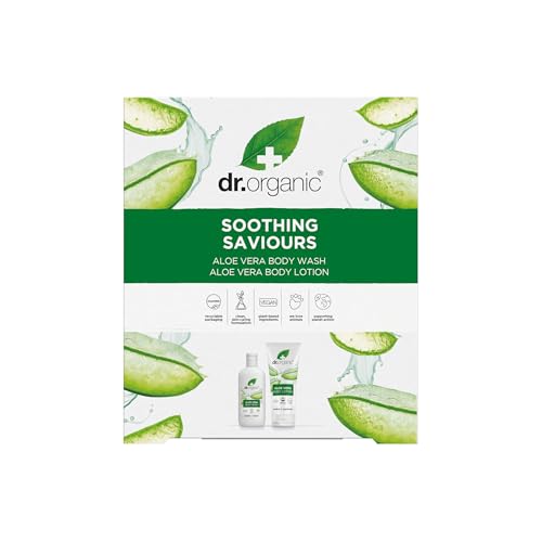 Dr Organic Aloe Vera Soothing Saviours Body Duo, with Body Wash & Lotion, Moisturising, All Skin Types, Natural, Vegan, Cruelty-Free, Paraben & SLS-Free, Recycled & Recyclable, Organic