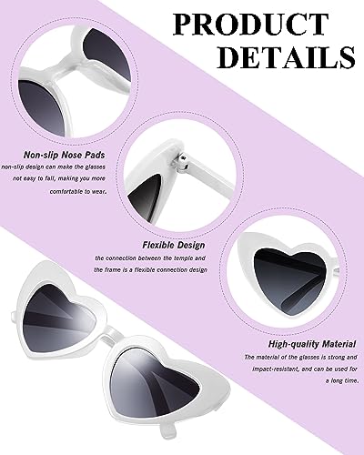 Xuhal 12 Pairs White Heart Party Sunglass Bulk Wedding Bridesmaid Bachelorette Glasses with DIY Letter Bead Pearl for Party3