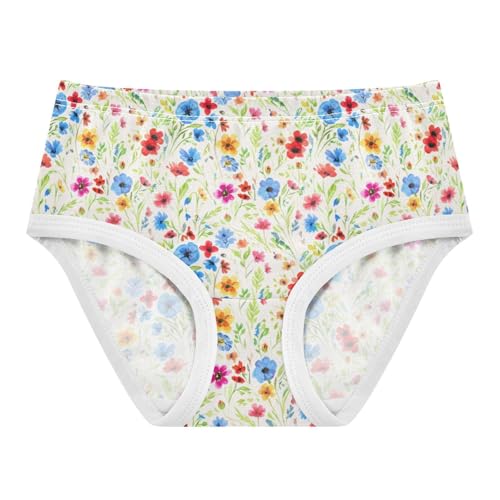 Joisal Watercolor Wildflower Pastel Colors Panties Little Girl Toddlers Underwear Floral Cotton Pattern Underpants Briefs 2t