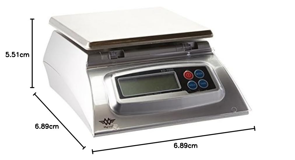 My Weigh KD7000 - Báscula de cocina, color plateado | LCD retroiluminada, funciones de sujeción y tara, placa frontal protectora extraíble