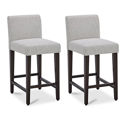 Chita Counter Height Bar Stools Set Of 2, 25" H Seat Height Upholstered Barstools, Fabric In Ivory #TOP15