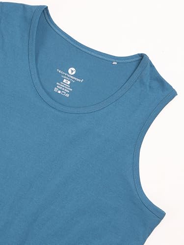 Image of TECHNOSPORT Women Solid Slim Fit Round Neck Tank Top with Cotflex for Gym, Sports and Regular Use