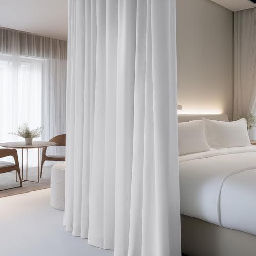Image of FMFUNCTEX 100% White Blackout Patio Sliding Glass Door Curtains 84 inch Length, Grommet Extra Wide Living Room Divider Curtains, Thermal Insulated Curtain Drapes for French Door /Bedroom 1 Panel
