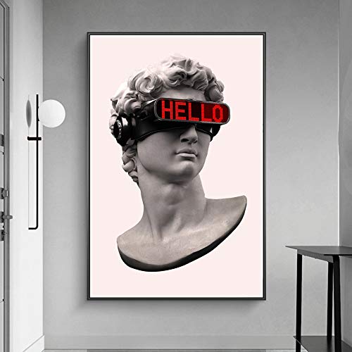 Modern Leinwand Malerei David Skulptur mit VR Brille Wandkunst Leinwand Poster und Drucke Zusammenfassung David Gemälde auf der Wand Dekor Bilder 50 *