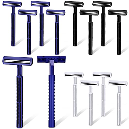 Disposable Men's Razors Twin Blade Razors with Clear Safety Cap Lip Shaver Stainless Steel Blade Facial Razor for Men and Women (12)