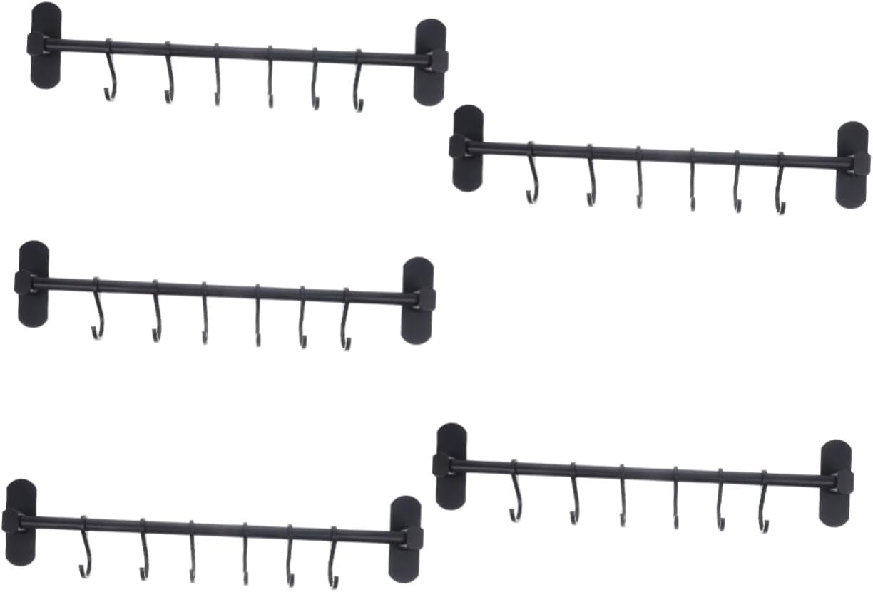 Cabilock 5pcs Kitchen Utensil Mug Shelf Brackets Household Kitchenware Holder Kitchen Utensil Bar Kitchen Tool Hook Hanging Pot Rack Utensils Hooks Crab Net Aluminum Alloy Black