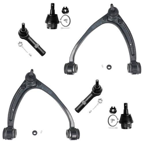 Image of Detroit Axle - 6pc Front End Kit for 2007-2013 Chevy Silverado 1500 GMC Sierra 1500, 2007-2014 Suburban 1500 Tahoe Yukon Escalade ESV Upper Control Arms w /Ball Joint Outer Tie Rods Lower Ball Joints