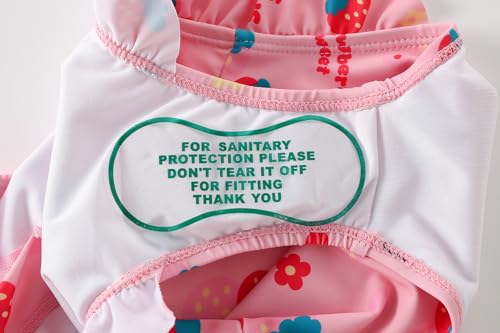 Image of AMIYAN Toddler Girls One-Piece Swimwear Short Sleeve Ruffle Swimsuit Zipper Rash Guard Bathing Suit for Little Girls 1-5Y