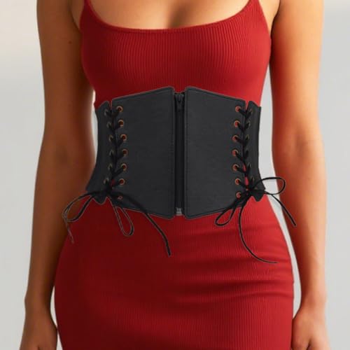 COSYDAYS Zipper Black Corset Belt Leather Wide Stretchy Belts Costume Elastic Waist Accessories for Women2