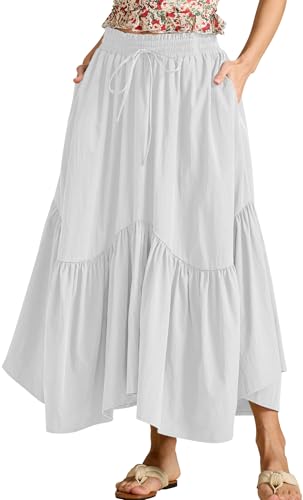 Jupe vintage taille haute pour femme avec ourlet irrégulier fluide et poches S-L