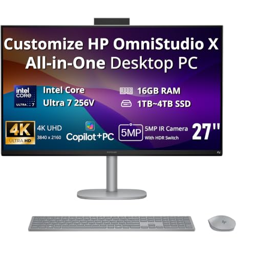 Image of Hotface Customized Desktop, Created Using HP OmniStudio X 27 inch 4K UHD All-in-One Desktop, Intel Ultra 7 256V, 16GB RAM, 1TB /2TB /4TB SSD, Wireless Keyboard & Mouse, Adjustable Height, Win 11, Silver